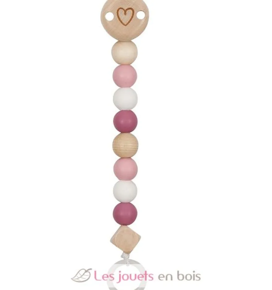 Accroche-tétine cœur rose - Goki