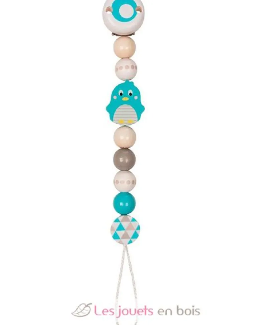 Accroche-tétine pingouin turquoise - Goki