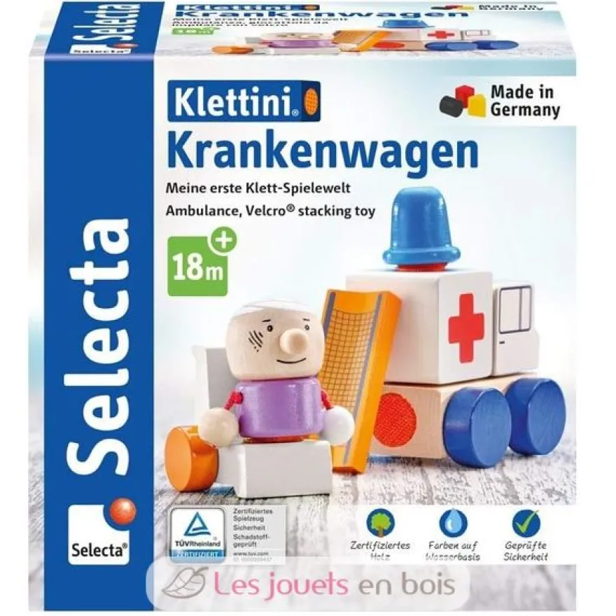 Ambulance en bois, velcro 7 pcs - Selecta