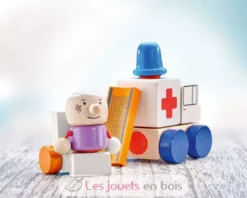 Ambulance en bois, velcro 7 pcs - Selecta