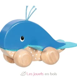 Animal à pousser Baleine Finnie - Bois et feutrine - Goki