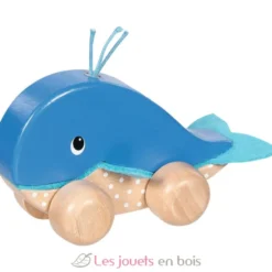 Animal à pousser Baleine Finnie - Bois et feutrine - Goki