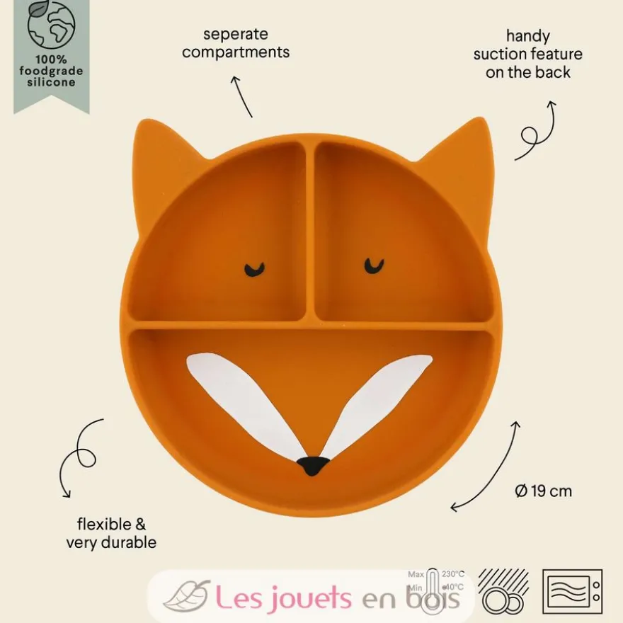 Assiette à compartiments en silicone Mr Fox - Trixie