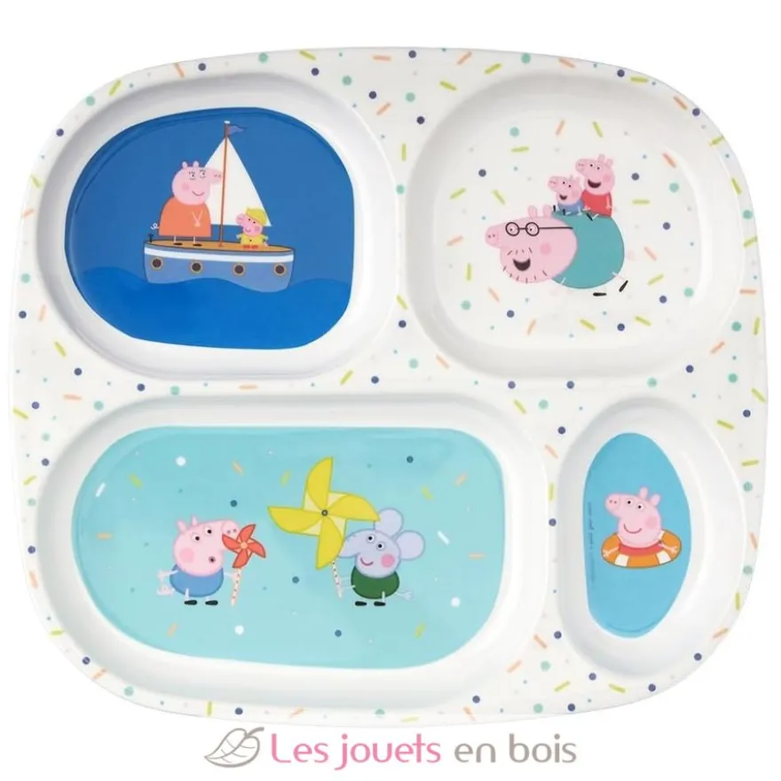 Assiette plateau à 4 compartiments Peppa Pig - blanche - Petit Jour