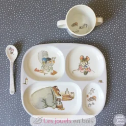 Assiette plateau à compartiments Ernest et Célestine gris - Petit Jour