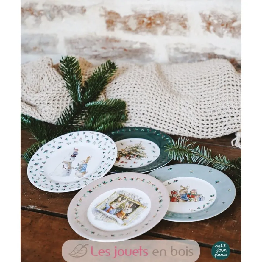 4 Assiettes Pierre Lapin Noël 20 cm - Petit Jour