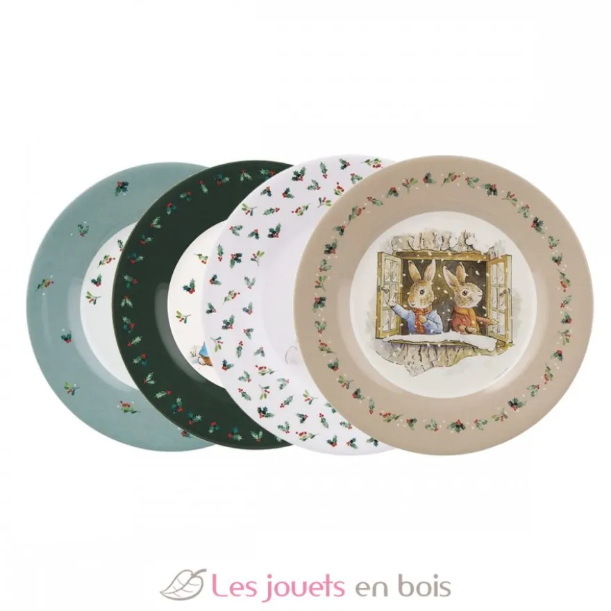 4 Assiettes Pierre Lapin Noël 20 cm - Petit Jour