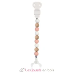 Attache tétine silicone rose blanc beige - Nattou