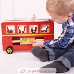 Autobus des animaux rouge - Trieur de formes - Bigjigs Toys