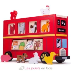 Autobus des animaux rouge - Trieur de formes - Bigjigs Toys