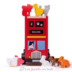 Autobus des animaux rouge - Trieur de formes - Bigjigs Toys