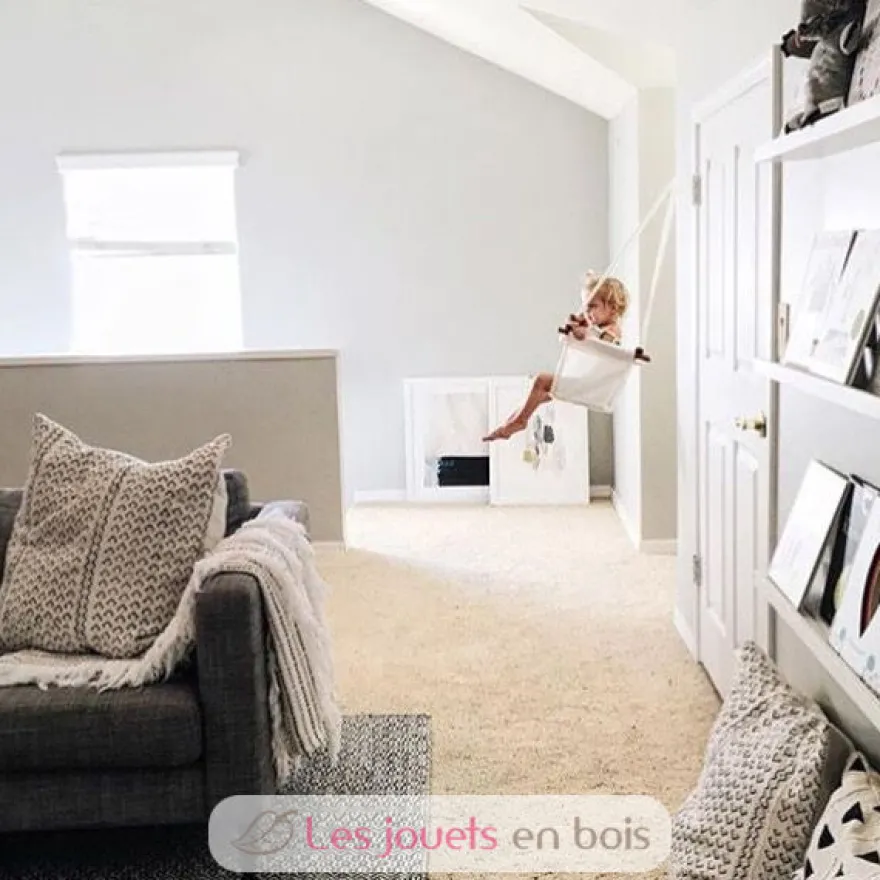 Balançoire pour bébé en bois et tissu Blanc - Solvej Swings