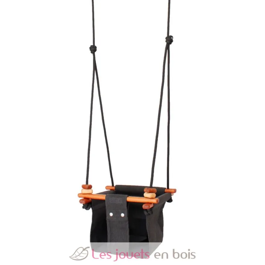 Balançoire pour bébé en bois et tissu Gris ardoise - Solvej Swings