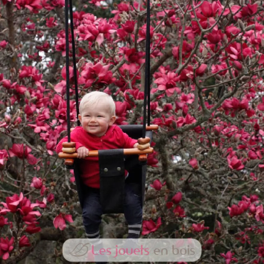 Balançoire pour bébé en bois et tissu Noir - Solvej Swings
