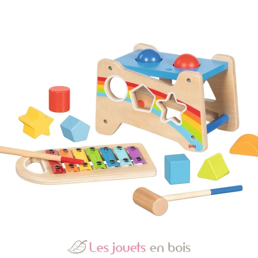 Banc à marteler et encastrer avec xylophone - Goki