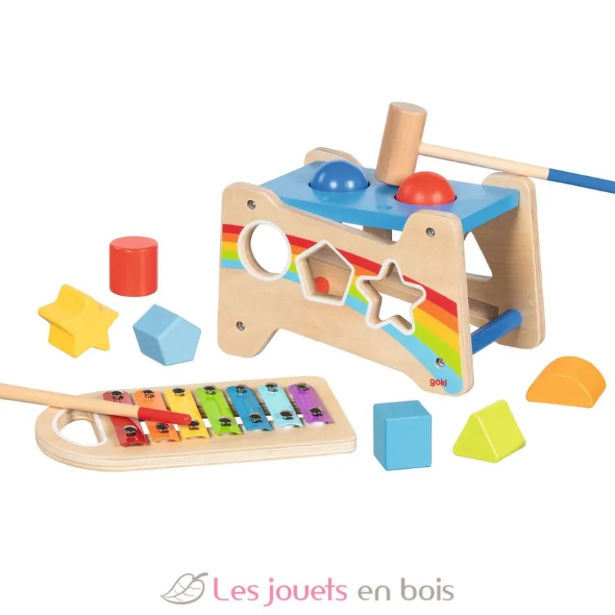 Banc à marteler et encastrer avec xylophone - Goki
