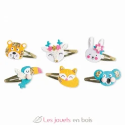 6 barrettes animaux pailletés à créer - Janod