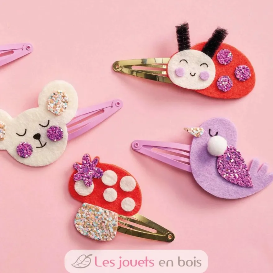 6 barrettes pailletées Flower Garden à créer - Janod