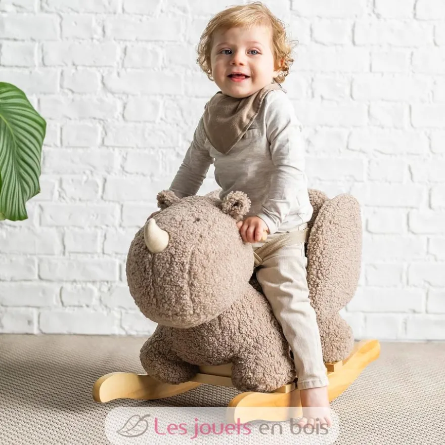 Bascule Teddy le rhinocéros taupe - Nattou