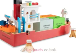 Bateau-container avec 4 containers - New Classic Toys