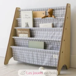 Bibliothèque livres reyclé vichy bleu - 3 Sprouts