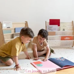Bibliothèque livres tissu recyclé beige - 3 Sprouts
