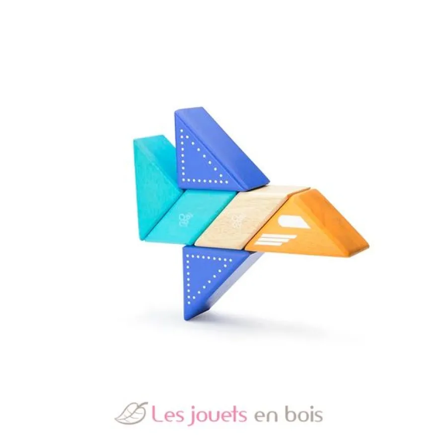 6 blocs en bois magnétiques - Avion à réaction - Tegu