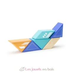6 blocs en bois magnétiques - Avion à réaction - Tegu