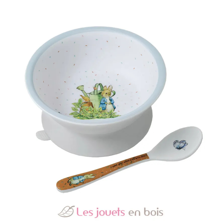 Bol ventouse avec cuillère Pierre lapin - Petit Jour