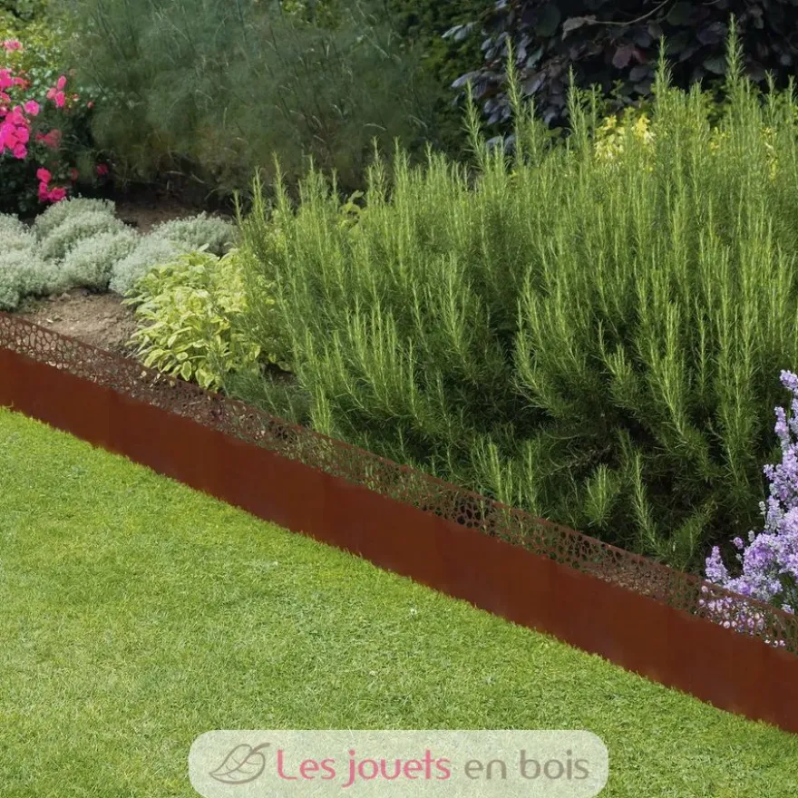 Bordure de pelouse en acier rouillé motif moucheté 480 x 20 cm - Esschert Design