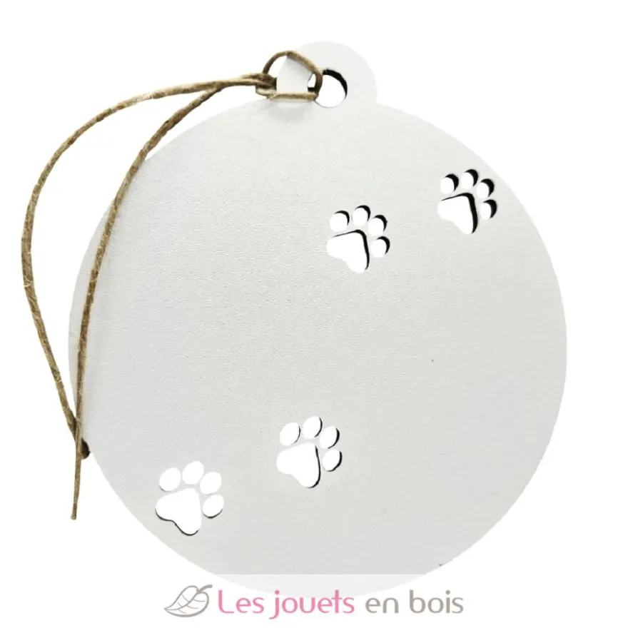 Boule de Noël chien personnalisable bois blanc - Vintiun