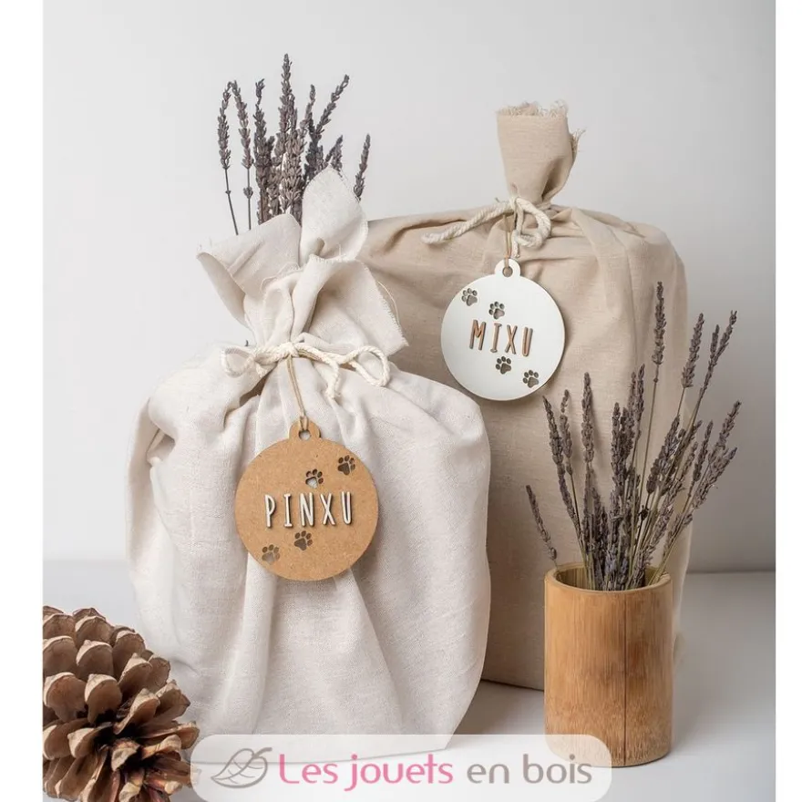 Boule de Noël chien personnalisable bois blanc - Vintiun