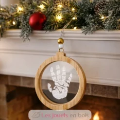 Boule de Noël empreinte transparente - Bois et plexiglass - Petit Artichaut