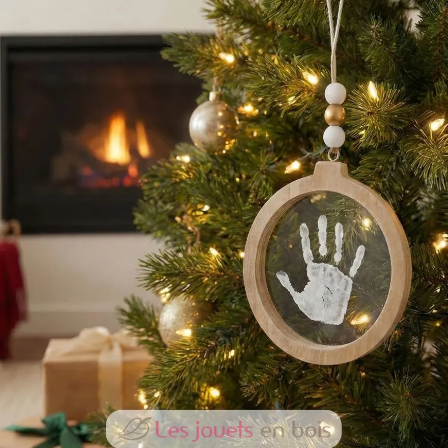 Boule de Noël empreinte transparente - Bois et plexiglass - Petit Artichaut