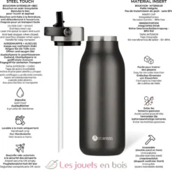 Bouteille isotherme 2.0 Black Pearl noir 1L - Les Artistes Paris