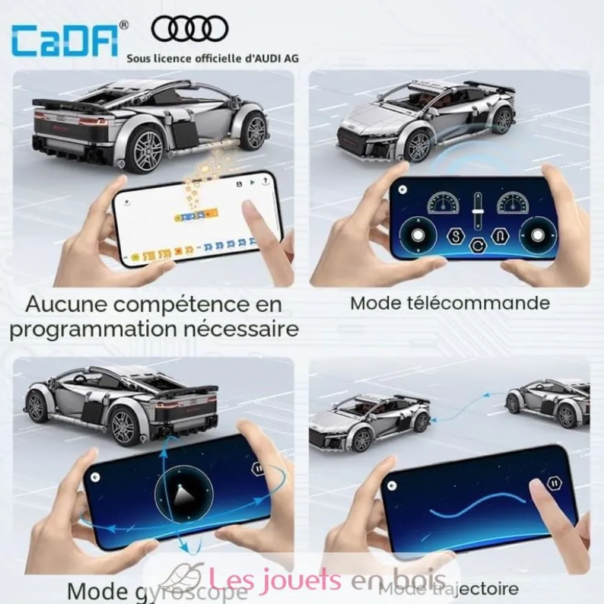 CaDA Bricks - Voiture de sport RC Audi R8 Coupé 536 pièces - Dès 6 ans