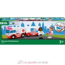 Camion Ambulance - Son et Lumière rouge et blanc Brio