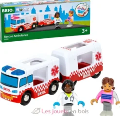 Camion Ambulance - Son et Lumière rouge et blanc Brio