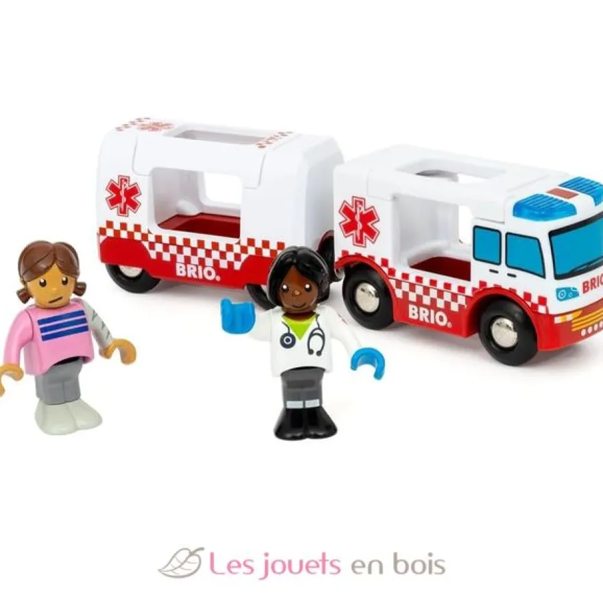 Camion Ambulance - Son et Lumière rouge et blanc Brio