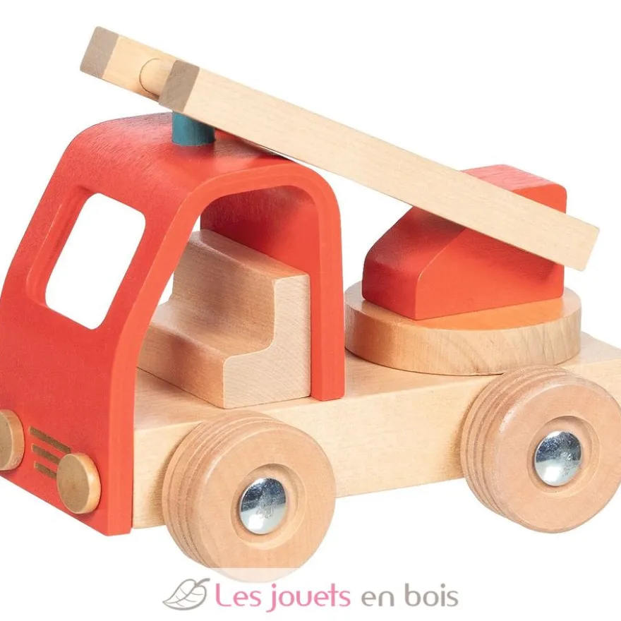 Camion de pompiers avec échelle rouge - Dès 2 ans - Goki