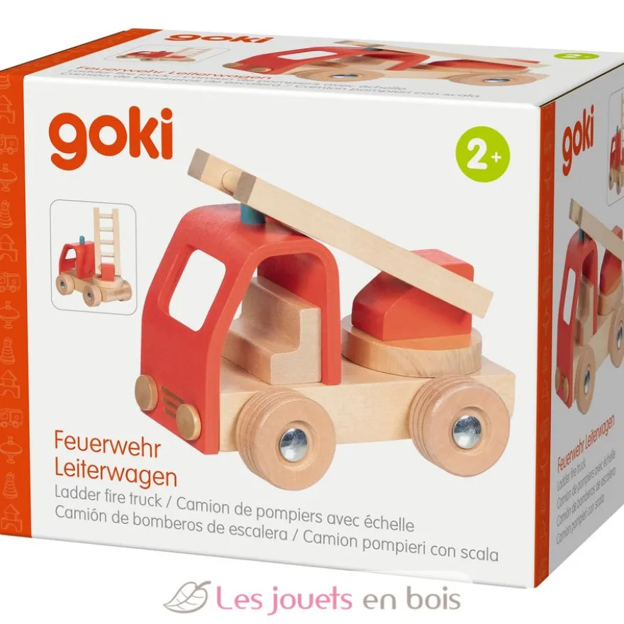 Camion de pompiers avec échelle rouge - Dès 2 ans - Goki