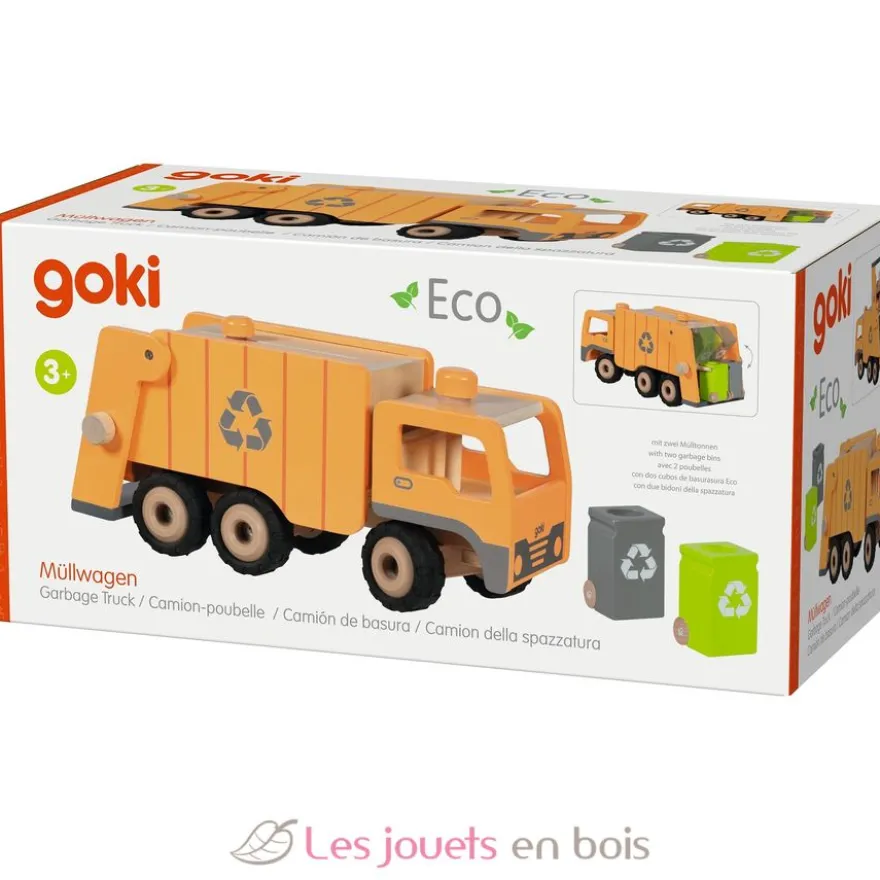 Camion poubelle en bois orange - Goki
