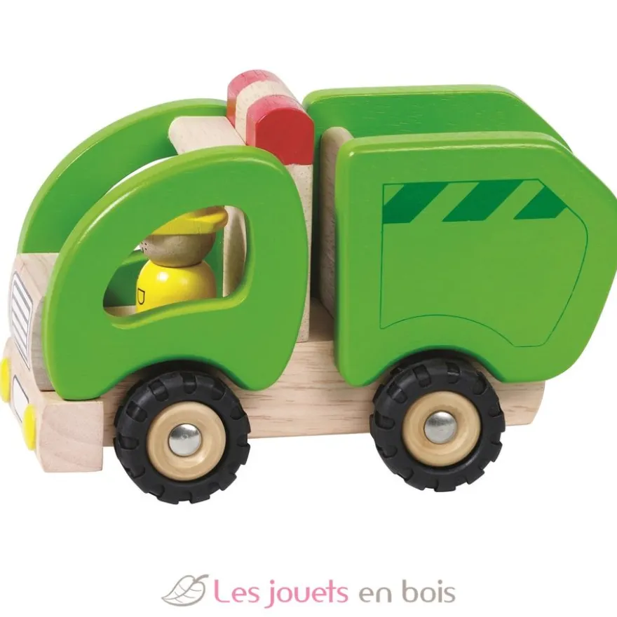 Camion poubelle en bois vert - Goki