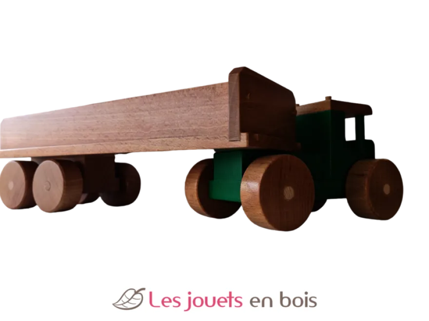 Camion tracteur avec benne vert coquine bois massif Coquine