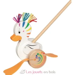 Canard Lou, jouet à pousser en bois - Goki