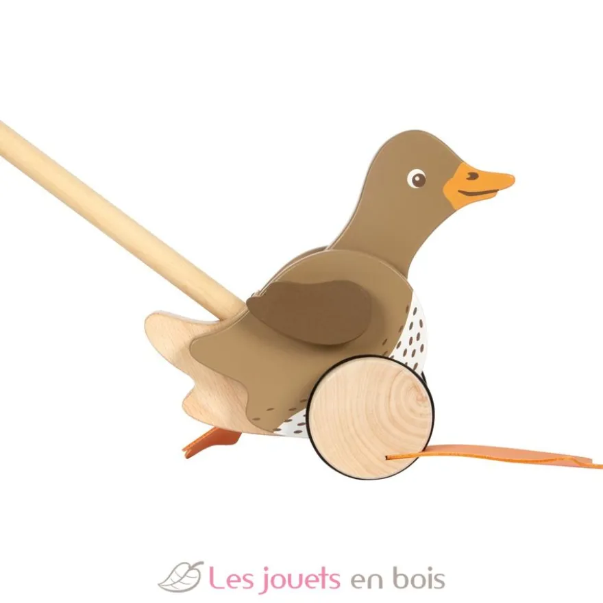Canard à pousser en bois avec tête mobile - Small foot