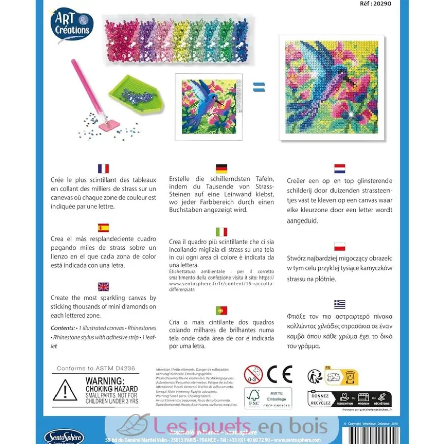 Canevas à diamanter Colibri - Dès 8 ans - Sentosphère