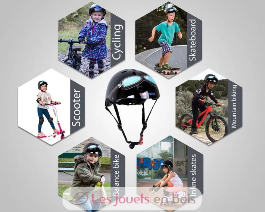 Casque enfant Black Goggle Medium - Kiddimoto