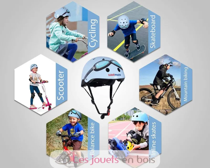 Casque enfant Blue Goggle Small - Kiddimoto