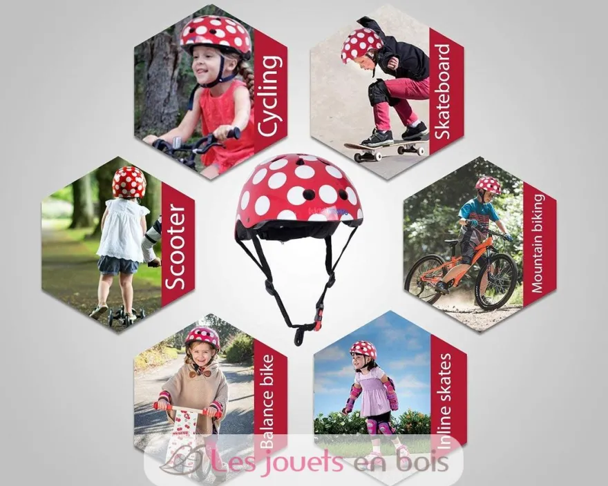 Casque enfant Red Dotty Medium - Kiddimoto